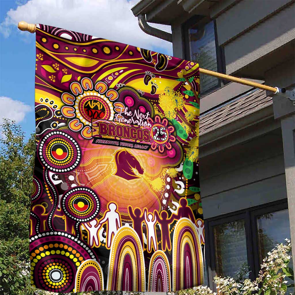 NAIDOC Week 2025 Broncos Rugby Garden Flag Aboriginal Dot Painting