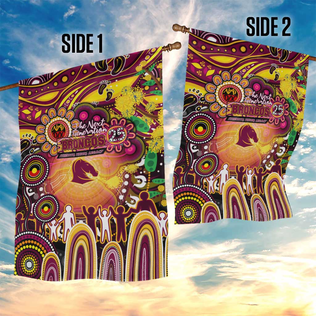 NAIDOC Week 2025 Broncos Rugby Garden Flag Aboriginal Dot Painting