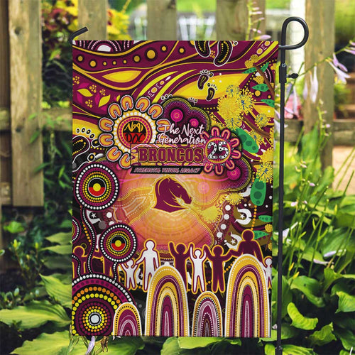 NAIDOC Week 2025 Broncos Rugby Garden Flag Aboriginal Dot Painting