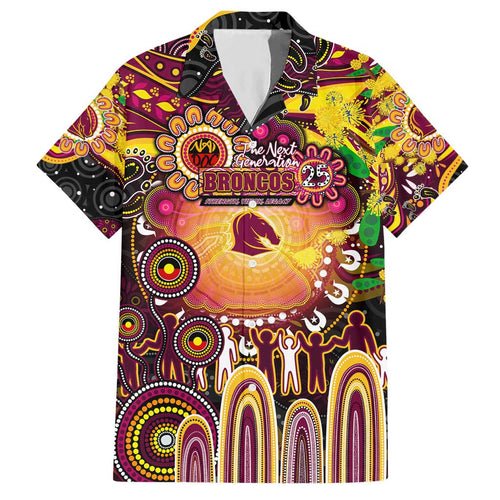 Personalised NAIDOC Week 2025 Broncos Rugby Hawaiian Shirt Aboriginal Dot Painting