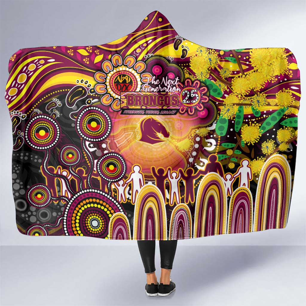 NAIDOC Week 2025 Broncos Rugby Hooded Blanket Aboriginal Dot Painting