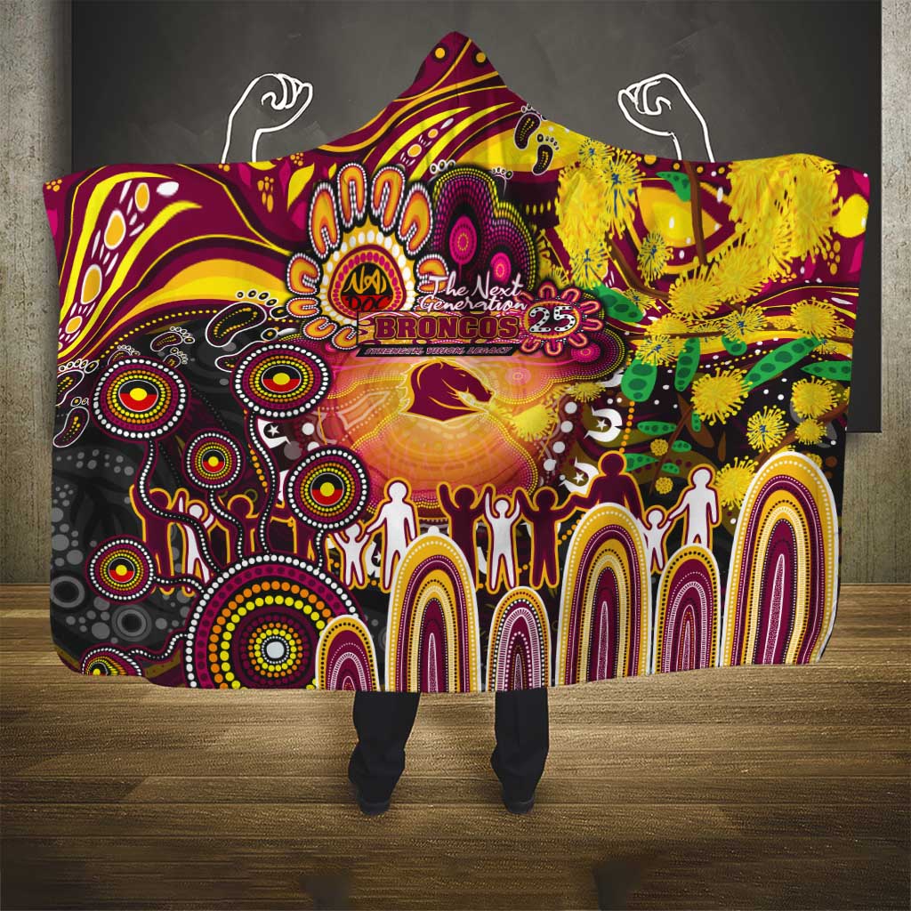 NAIDOC Week 2025 Broncos Rugby Hooded Blanket Aboriginal Dot Painting