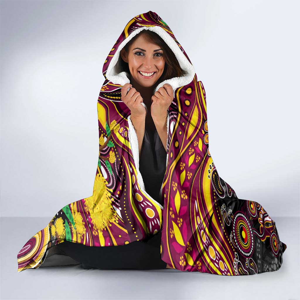 NAIDOC Week 2025 Broncos Rugby Hooded Blanket Aboriginal Dot Painting
