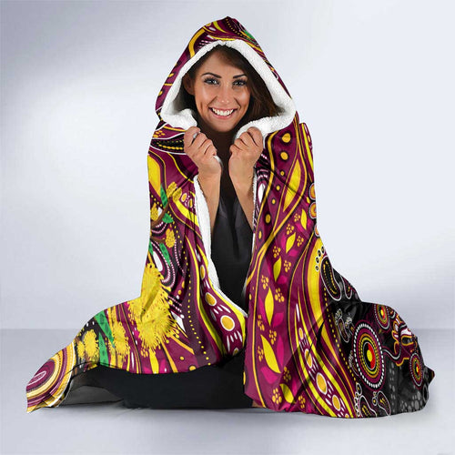 NAIDOC Week 2025 Broncos Rugby Hooded Blanket Aboriginal Dot Painting