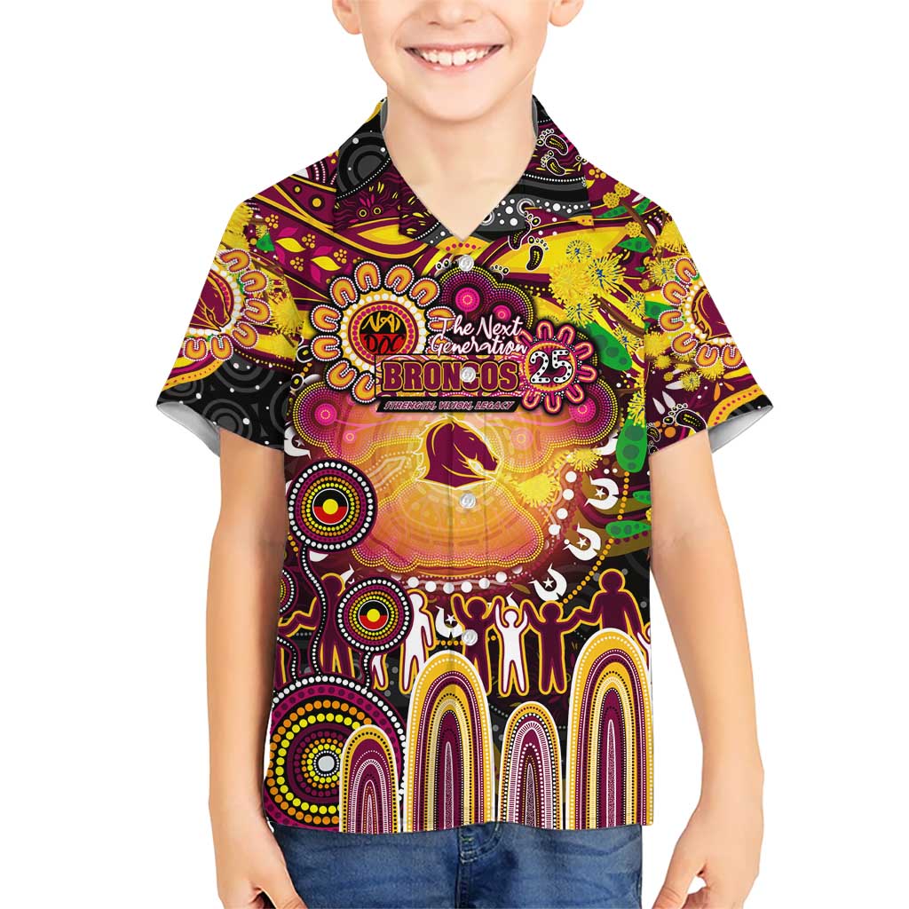 Personalised NAIDOC Week 2025 Broncos Rugby Kid Hawaiian Shirt Aboriginal Dot Painting
