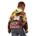Personalised NAIDOC Week 2025 Broncos Rugby Kid Hoodie Aboriginal Dot Painting