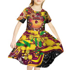 Personalised NAIDOC Week 2025 Broncos Rugby Kid Short Sleeve Dress Aboriginal Dot Painting