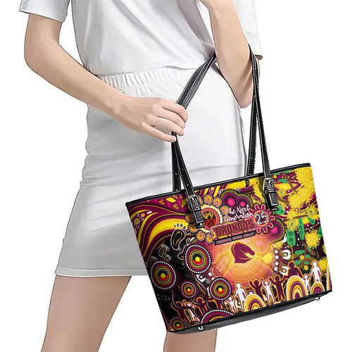 NAIDOC Week 2025 Broncos Rugby Leather Tote Bag Aboriginal Dot Painting
