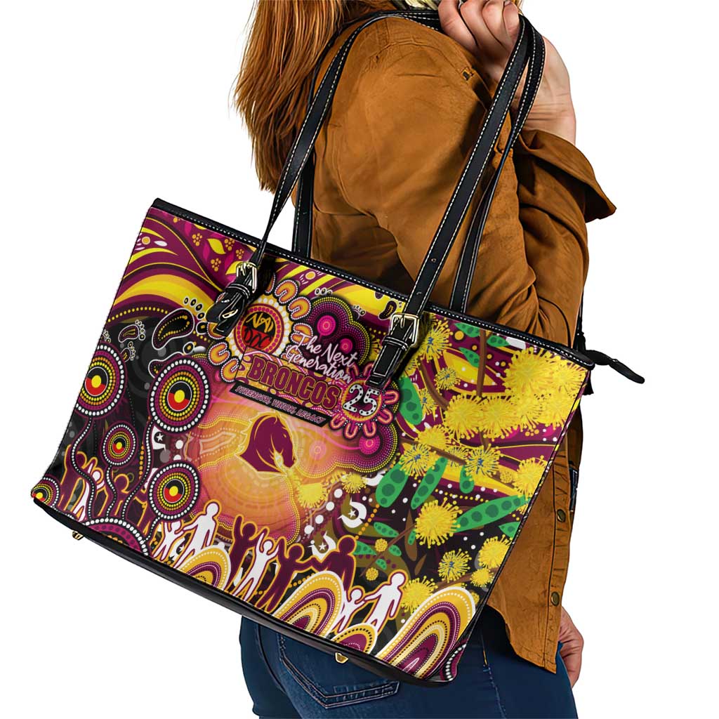 NAIDOC Week 2025 Broncos Rugby Leather Tote Bag Aboriginal Dot Painting