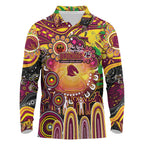 Personalised NAIDOC Week 2025 Broncos Rugby Long Sleeve Polo Shirt Aboriginal Dot Painting