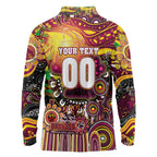 Personalised NAIDOC Week 2025 Broncos Rugby Long Sleeve Polo Shirt Aboriginal Dot Painting