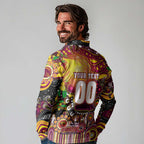 Personalised NAIDOC Week 2025 Broncos Rugby Long Sleeve Polo Shirt Aboriginal Dot Painting