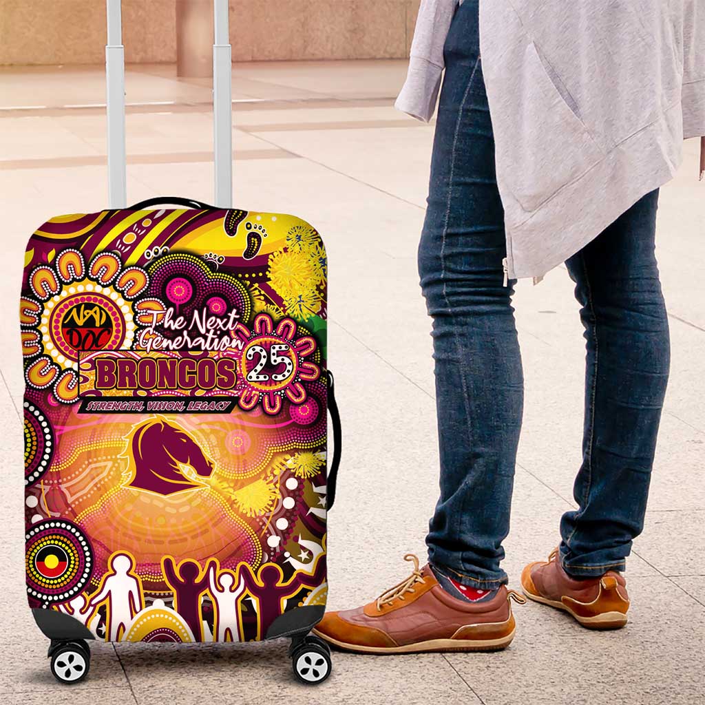 NAIDOC Week 2025 Broncos Rugby Luggage Cover Aboriginal Dot Painting