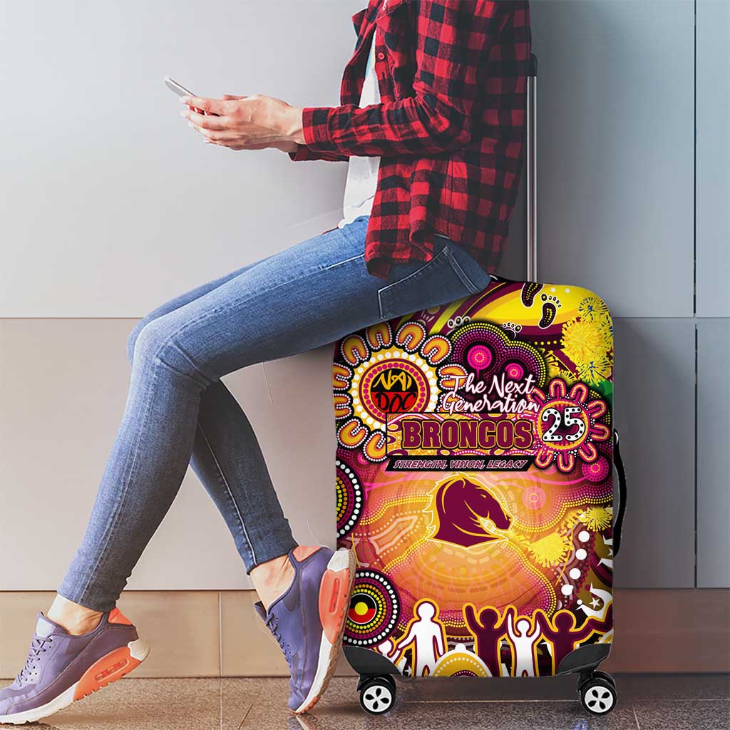 NAIDOC Week 2025 Broncos Rugby Luggage Cover Aboriginal Dot Painting