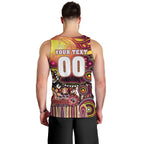 Personalised NAIDOC Week 2025 Broncos Rugby Men Tank Top Aboriginal Dot Painting