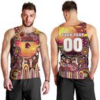 Personalised NAIDOC Week 2025 Broncos Rugby Men Tank Top Aboriginal Dot Painting