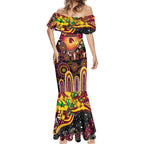 Personalised NAIDOC Week 2025 Broncos Rugby Mermaid Dress Aboriginal Dot Painting