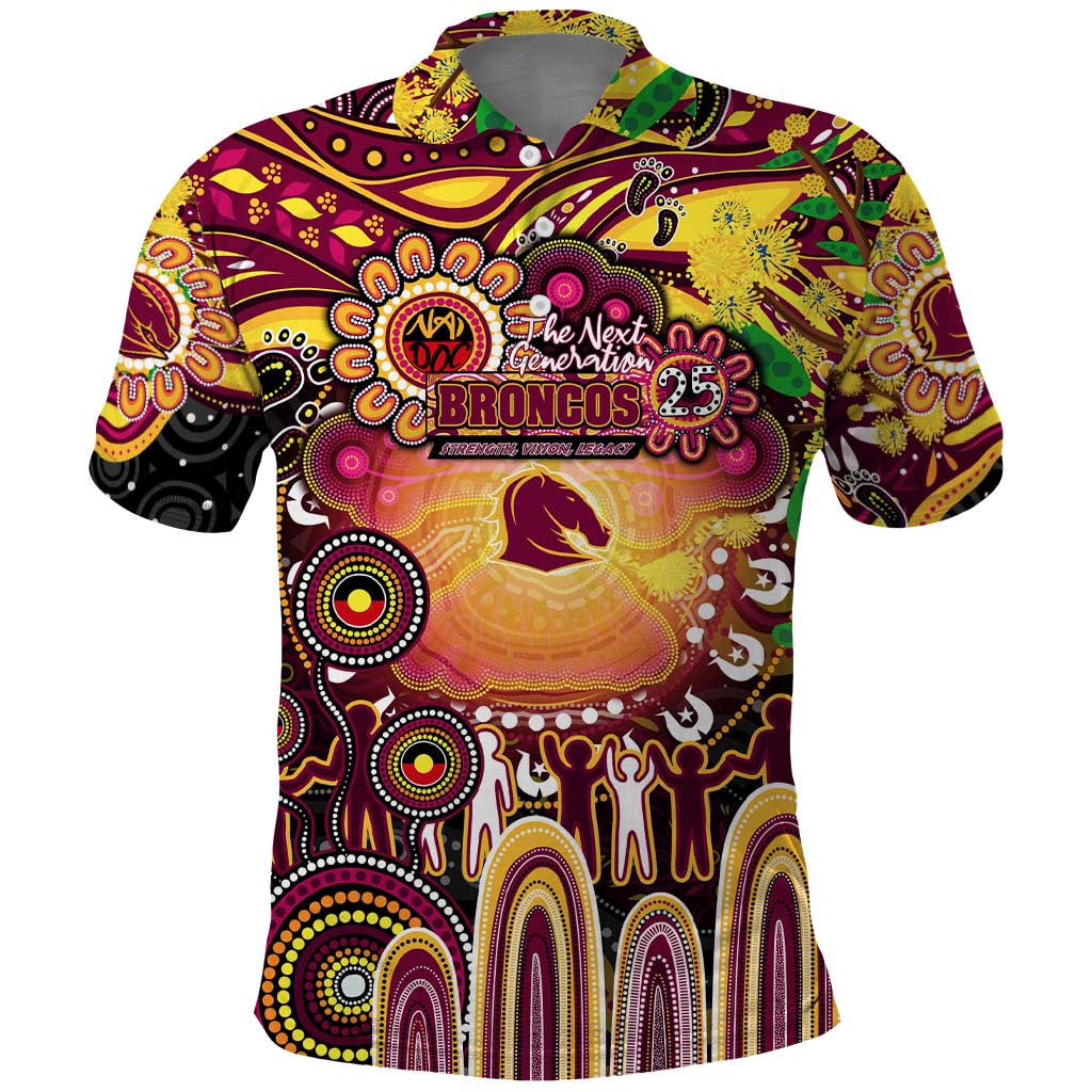 Personalised NAIDOC Week 2025 Broncos Rugby Polo Shirt Aboriginal Dot Painting