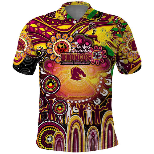 Personalised NAIDOC Week 2025 Broncos Rugby Polo Shirt Aboriginal Dot Painting