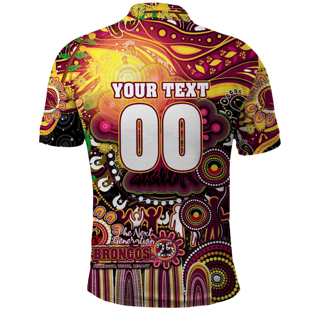 Personalised NAIDOC Week 2025 Broncos Rugby Polo Shirt Aboriginal Dot Painting
