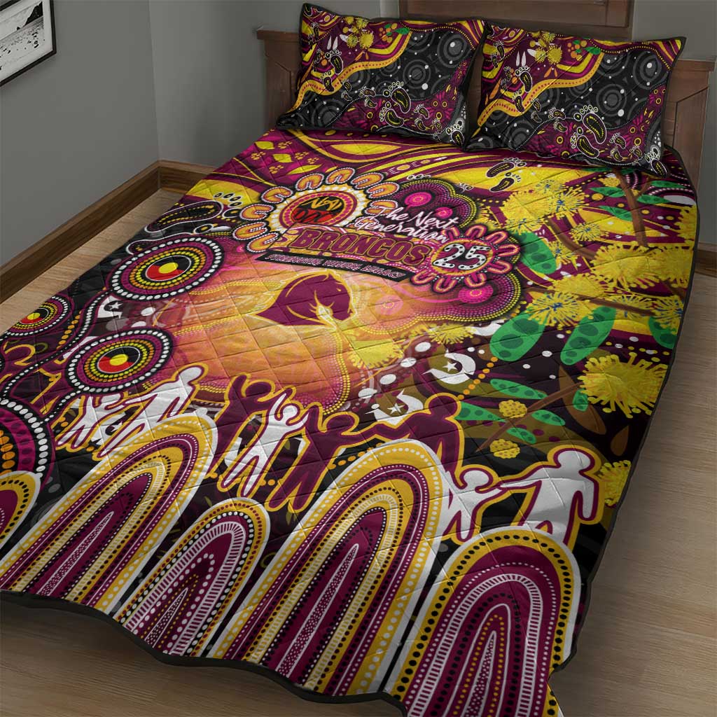 NAIDOC Week 2025 Broncos Rugby Quilt Bed Set Aboriginal Dot Painting