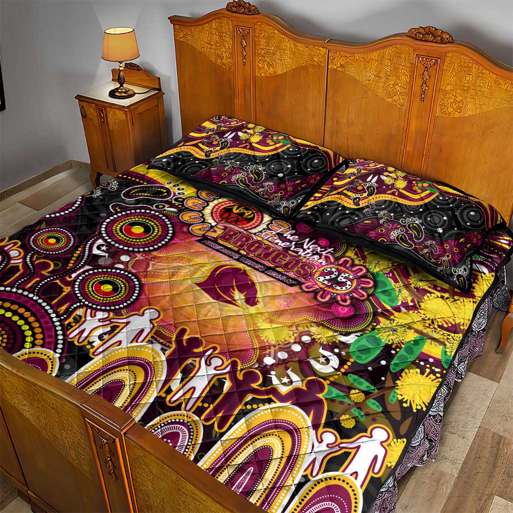 NAIDOC Week 2025 Broncos Rugby Quilt Bed Set Aboriginal Dot Painting