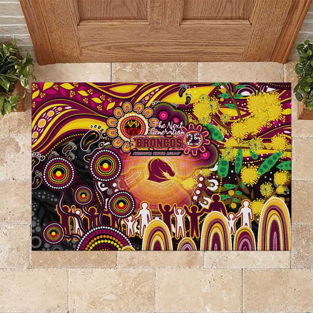 NAIDOC Week 2025 Broncos Rugby Rubber Doormat Aboriginal Dot Painting