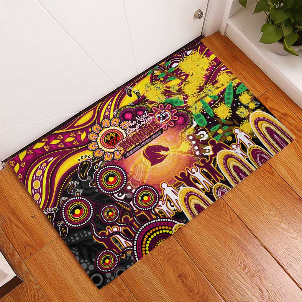NAIDOC Week 2025 Broncos Rugby Rubber Doormat Aboriginal Dot Painting