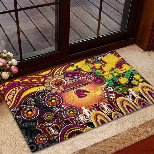 NAIDOC Week 2025 Broncos Rugby Rubber Doormat Aboriginal Dot Painting