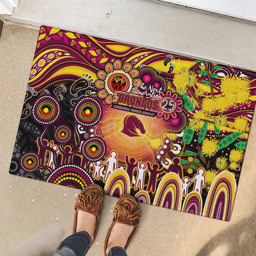 NAIDOC Week 2025 Broncos Rugby Rubber Doormat Aboriginal Dot Painting