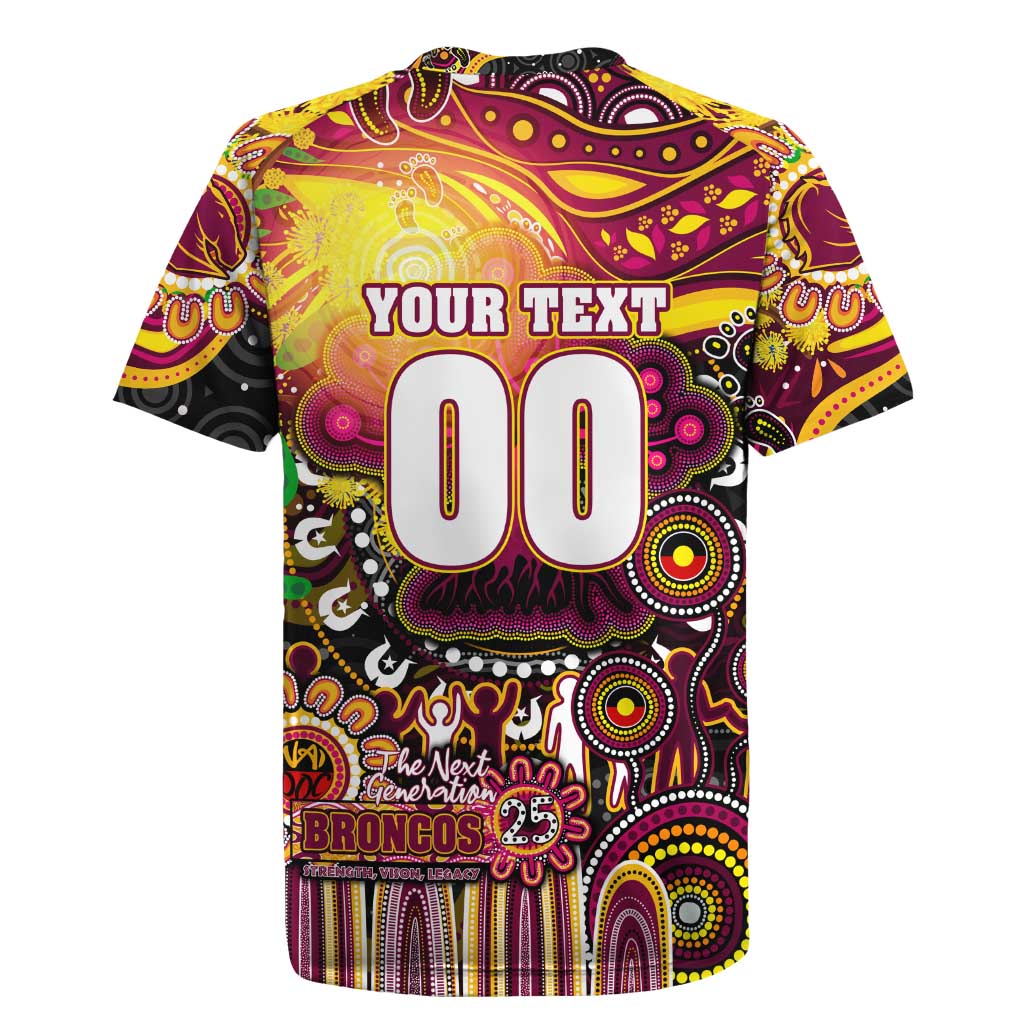 Personalised NAIDOC Week 2025 Broncos Rugby Rugby Jersey Aboriginal Dot Painting