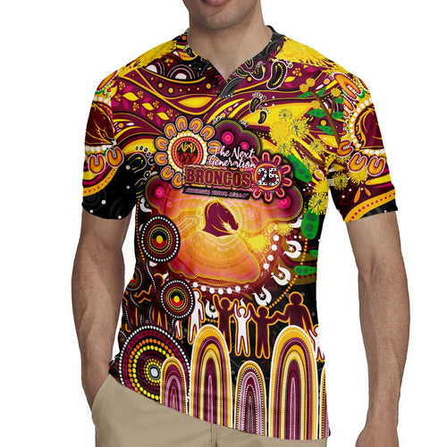 Personalised NAIDOC Week 2025 Broncos Rugby Rugby Jersey Aboriginal Dot Painting
