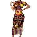 Personalised NAIDOC Week 2025 Broncos Rugby Short Sleeve Bodycon Dress Aboriginal Dot Painting