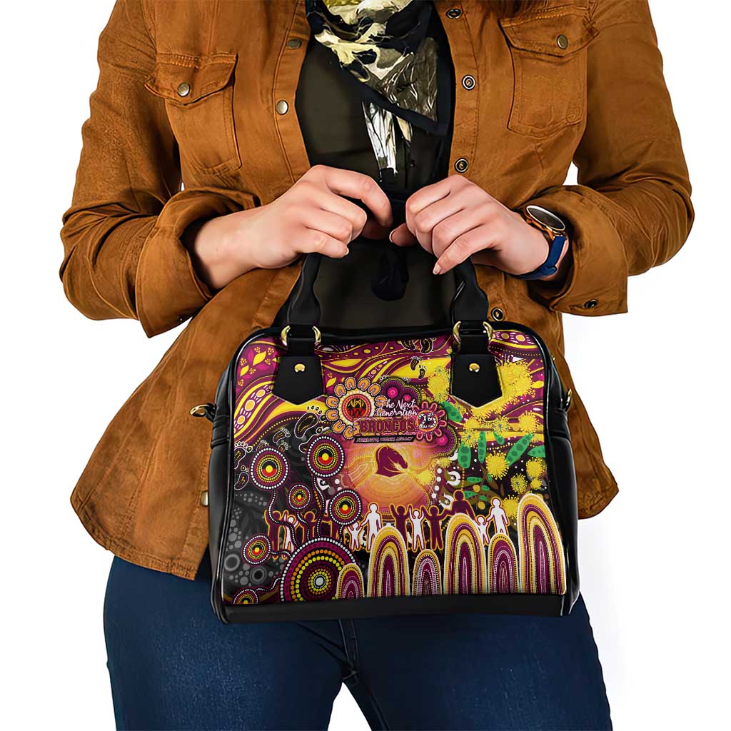 NAIDOC Week 2025 Broncos Rugby Shoulder Handbag Aboriginal Dot Painting
