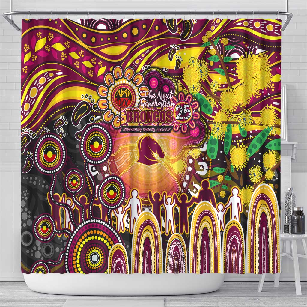 NAIDOC Week 2025 Broncos Rugby Shower Curtain Aboriginal Dot Painting