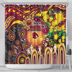 NAIDOC Week 2025 Broncos Rugby Shower Curtain Aboriginal Dot Painting