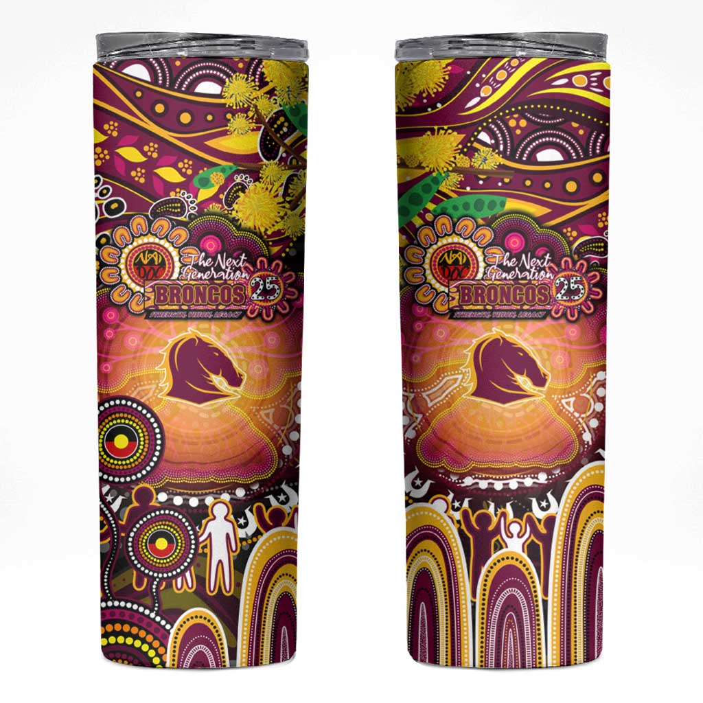 NAIDOC Week 2025 Broncos Rugby Skinny Tumbler Aboriginal Dot Painting