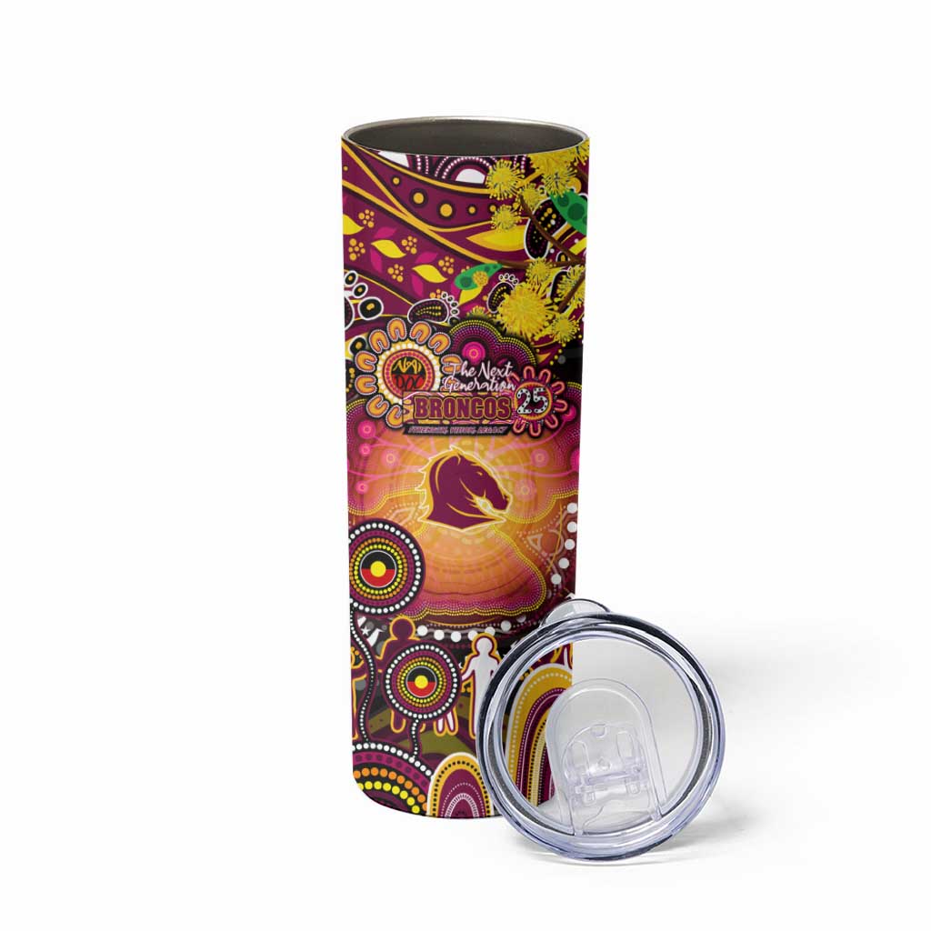 NAIDOC Week 2025 Broncos Rugby Skinny Tumbler Aboriginal Dot Painting