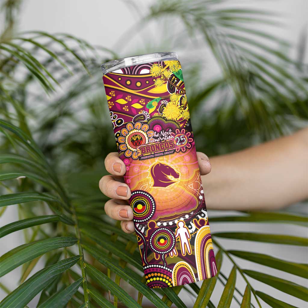 NAIDOC Week 2025 Broncos Rugby Skinny Tumbler Aboriginal Dot Painting