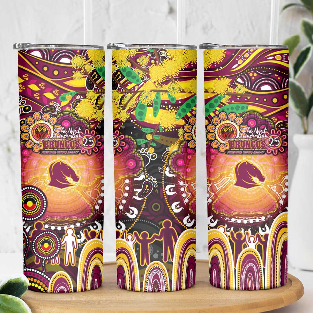 NAIDOC Week 2025 Broncos Rugby Skinny Tumbler Aboriginal Dot Painting