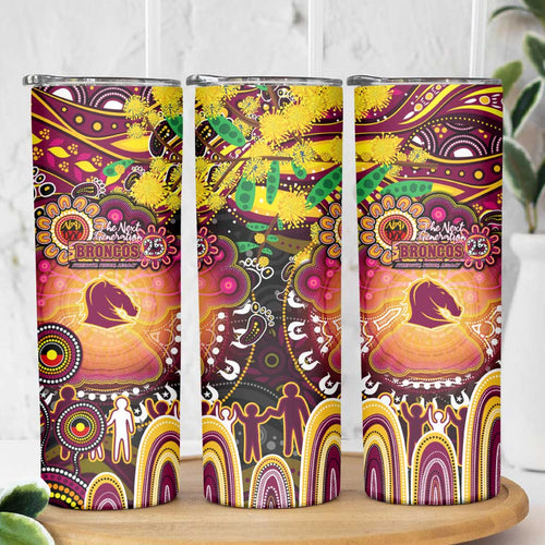 NAIDOC Week 2025 Broncos Rugby Skinny Tumbler Aboriginal Dot Painting