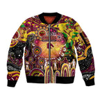 Personalised NAIDOC Week 2025 Broncos Rugby Sleeve Zip Bomber Jacket Aboriginal Dot Painting
