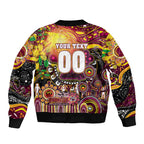 Personalised NAIDOC Week 2025 Broncos Rugby Sleeve Zip Bomber Jacket Aboriginal Dot Painting