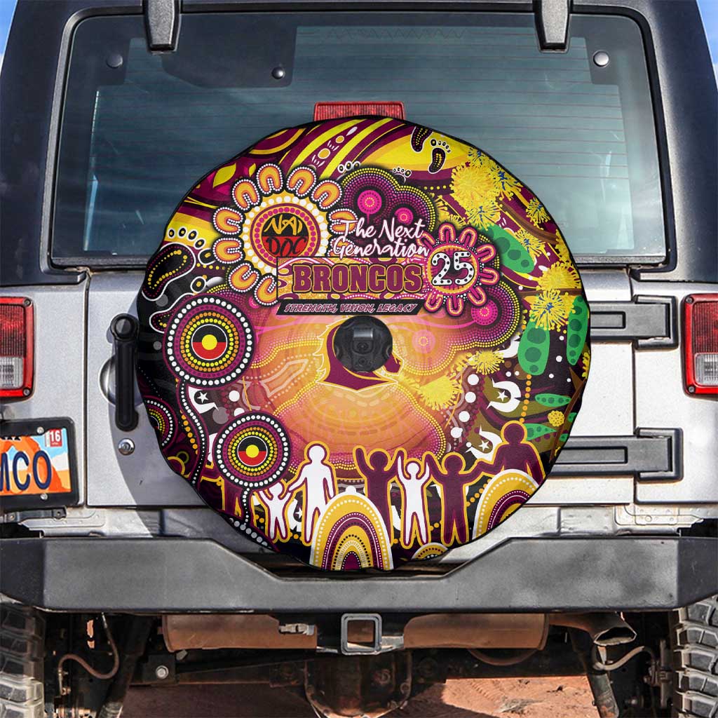 NAIDOC Week 2025 Broncos Rugby Spare Tire Cover Aboriginal Dot Painting