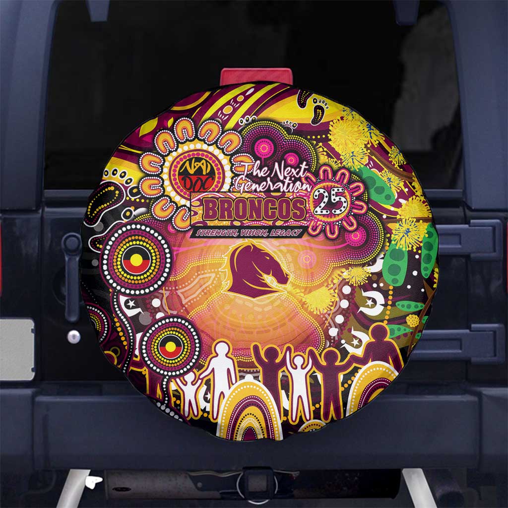 NAIDOC Week 2025 Broncos Rugby Spare Tire Cover Aboriginal Dot Painting