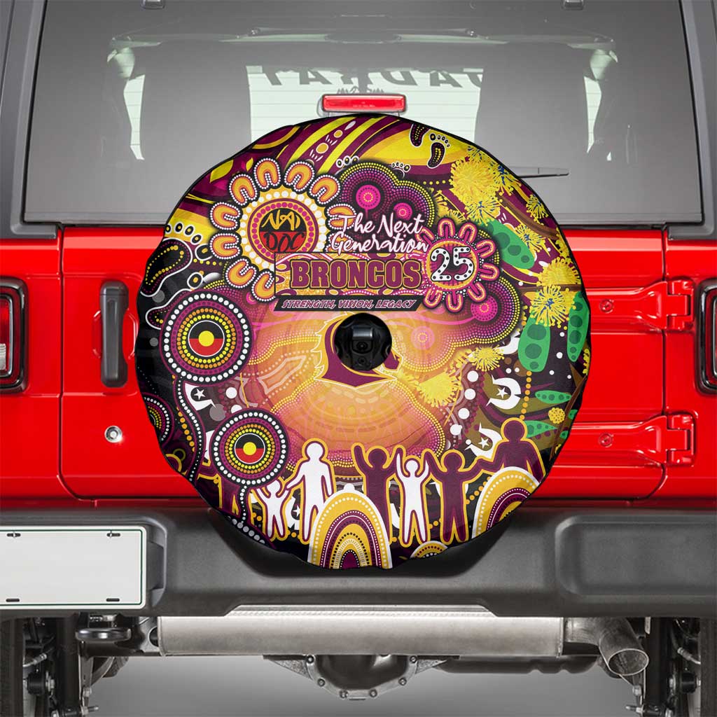 NAIDOC Week 2025 Broncos Rugby Spare Tire Cover Aboriginal Dot Painting