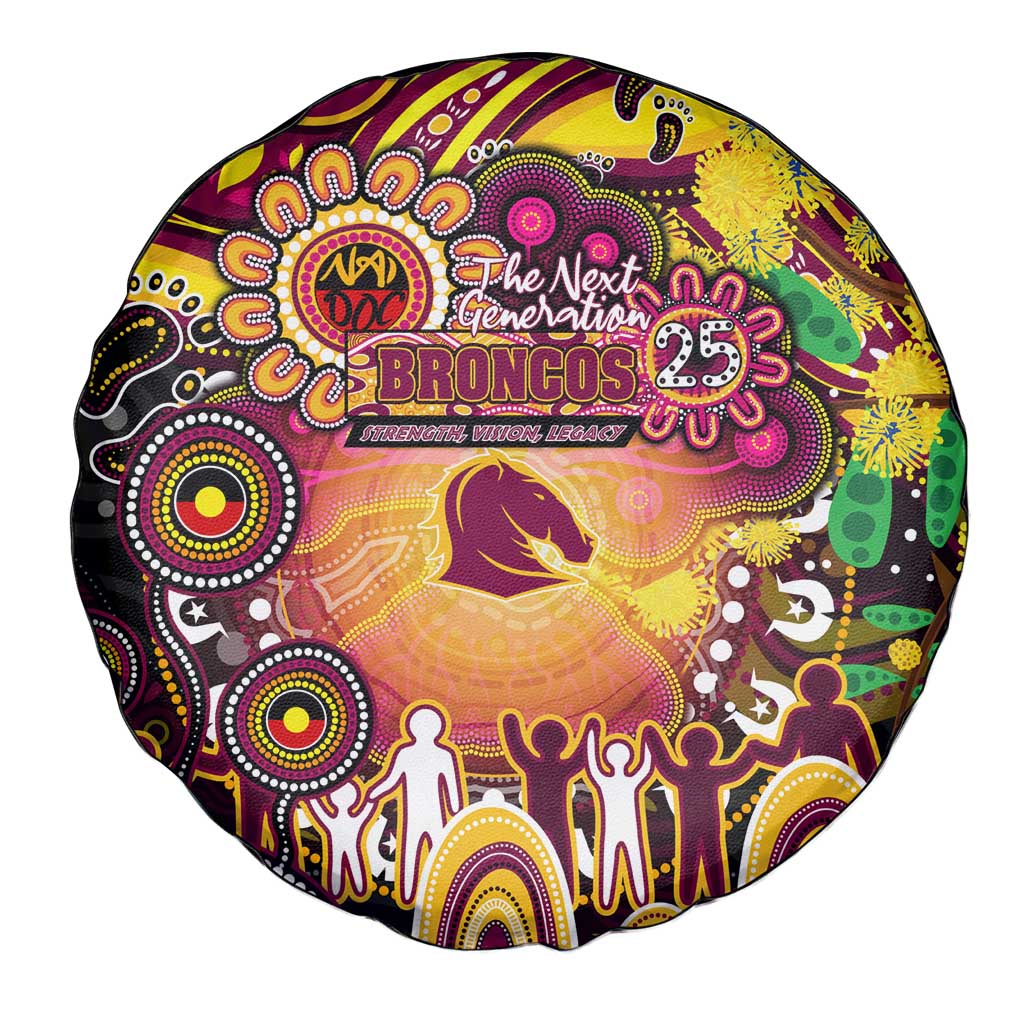 NAIDOC Week 2025 Broncos Rugby Spare Tire Cover Aboriginal Dot Painting