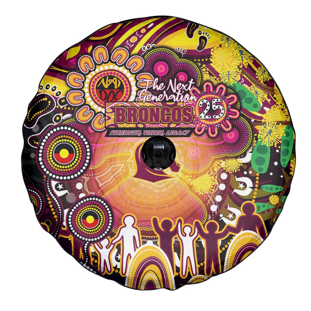 NAIDOC Week 2025 Broncos Rugby Spare Tire Cover Aboriginal Dot Painting