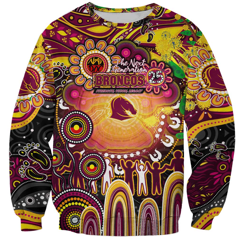 Personalised NAIDOC Week 2025 Broncos Rugby Sweatshirt Aboriginal Dot Painting