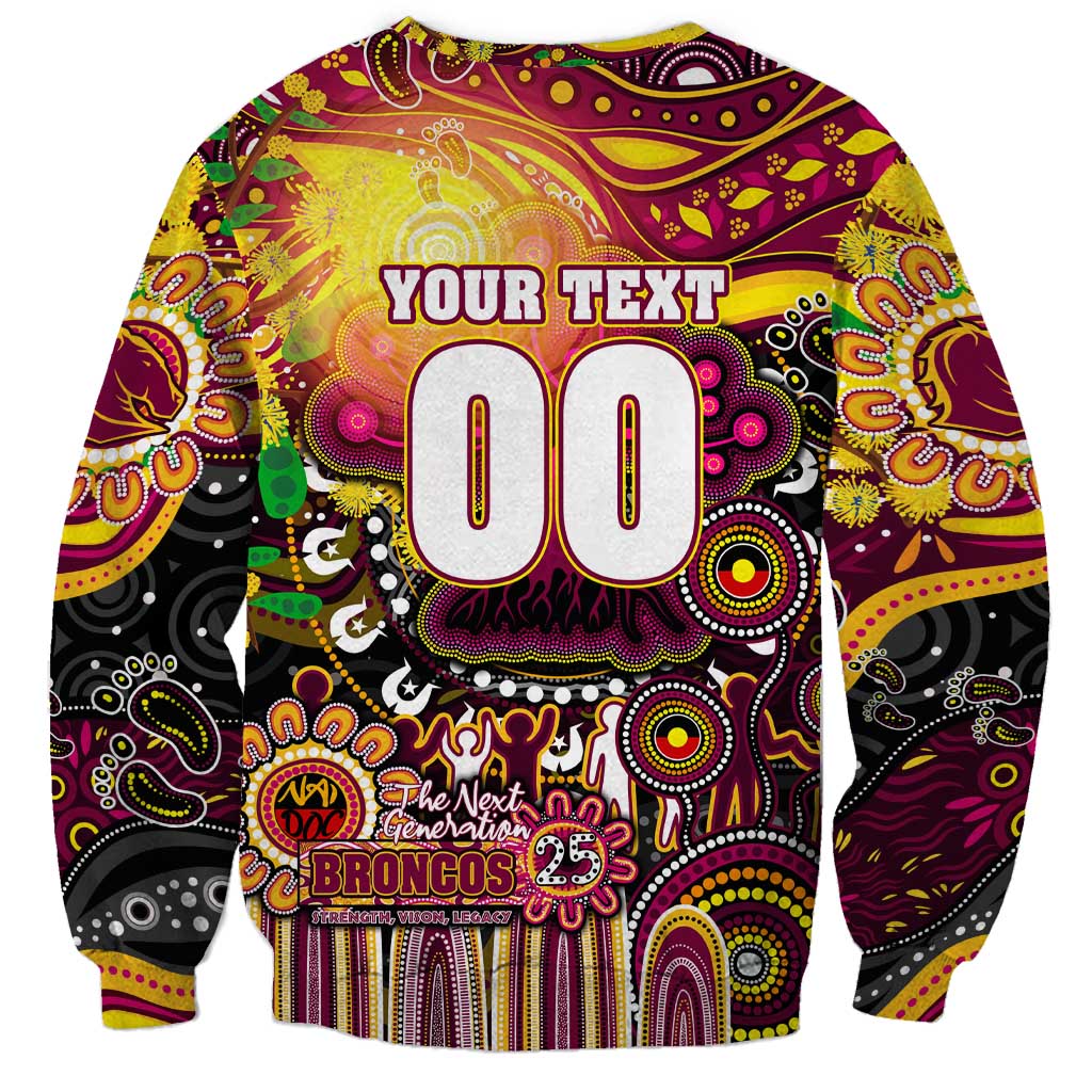 Personalised NAIDOC Week 2025 Broncos Rugby Sweatshirt Aboriginal Dot Painting